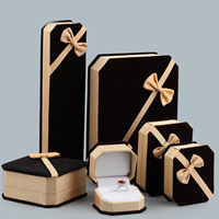 Velvet Jewelry Set Box Velveteen with Glue Film & Grosgrain Ribbon Sold By PC