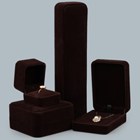 Velvet Jewelry Set Box Velveteen with Glue Film deep coffee color Sold By PC