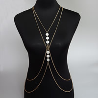 Zinc Alloy Body Chain with South Sea Shell gold color plated twist oval chain & for woman nickel lead & cadmium free Sold Per Approx 15.5 Inch Strand