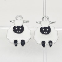 Zinc Alloy Animal Pendants Sheep platinum color plated enamel nickel lead & cadmium free Approx 1mm Sold By Lot