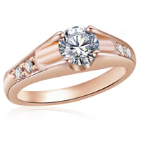 Cubic Zircon Brass Finger Ring rose gold color plated & for woman & with cubic zirconia lead & cadmium free 17-20mm Sold By PC