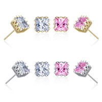 Cubic Zircon (CZ) Stud Earring Brass plated with cubic zirconia nickel lead & cadmium free 6mm Sold By Pair