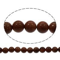 Goldstone Beads, Ronde, natuurlijk, verschillende grootte voor keus, Gat:Ca 1mm, Per verkocht Ca 15 inch Strand