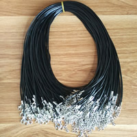 Fashion Necklace Cord Waxed Cotton Cord zinc alloy lobster clasp with 2lnch extender chain platinum color plated black 1.5mm Sold Per Approx 18 Inch Strand