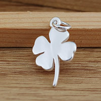 Brass Clover Pendant Four Leaf Clover real silver plated lead & cadmium free Approx 3mm Sold By PC