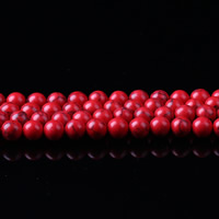 Turquoise Kralen, Synthetische Turquoise, Ronde, rood, 4mm, Gat:Ca 1mm, Ca 90pC's/Strand, Per verkocht Ca 15 inch Strand