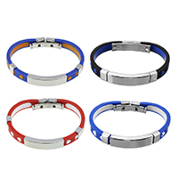 Silicone Bracelets Stainless Steel with Silicone 9mm Length Approx 7.3 Inch Sold By Lot