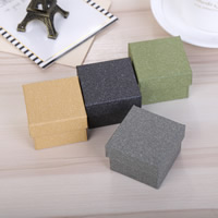 Papir Single Ring Box, med Sponge, Square, flere farver til valg, 50x50x35mm, 50pc'er/Lot, Solgt af Lot