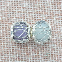 Thailand Sterling Silver European Bead with Crystal Drum without troll & faceted Approx 4.5-5mm Sold By PC