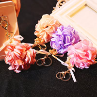 Bag Purse Charms Keyrings Keychains Zinc Alloy with Chiffon & Satin Ribbon & Plastic Pearl gold color plated nickel lead & cadmium free 100mm Sold By Lot