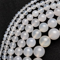 Natürliche weiße Achat Perlen, Weißer Achat, rund, verschiedene Größen vorhanden, verkauft per ca. 15 ZollInch Strang