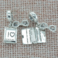 Thailand Sterling Silver European Pendant Book with letter pattern & without troll Approx 4.5-5mm Sold By PC