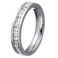 Unisex Finger Ring Stainless Steel with Velveteen & with cubic zirconia 4.20mm US Ring Sold By Lot