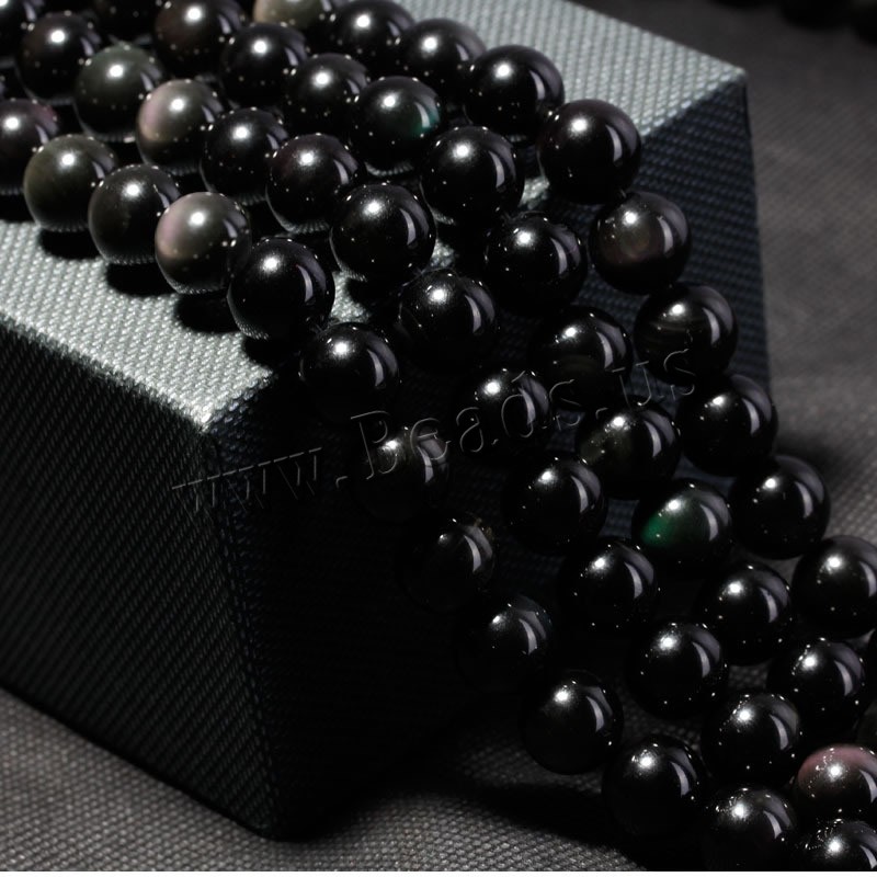 Jade Beads, Sort Obsidian, Runde, forskellig størrelse for valg, Længde Ca. 15.5 inch, Ca. 2Strands/Bag, Solgt af Bag