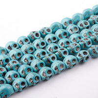 Turquoise Beads Skull green Sold Per Approx 15.5 Inch Strand
