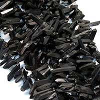 Natürlicher Quarz Perle, facettierte, schwarz, 19-34x4-8x5-9mm, Bohrung:ca. 1mm, ca. 74PCs/Strang, verkauft per ca. 16 ZollInch Strang