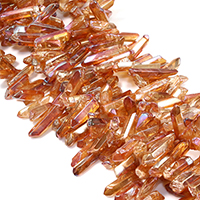 Cristal naturel goutte, facettes, orange, 15-35x5-9x4-9mm, Trou:Environ 1mm, Environ 59PC/brin, Vendu par Environ 16 pouce brin
