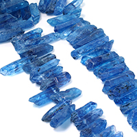 Quartzo natural grânulos, miçangas, facetada, azul, 20-58x9-13x13-17mm, Buraco:Aprox 1mm, Aprox 40PCs/Strand, vendido para Aprox 16 inchaltura Strand
