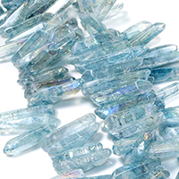 Quartzo natural grânulos, miçangas, facetada, azul claro, 22-55x3-6x4-7mm, Buraco:Aprox 1mm, Aprox 53PCs/Strand, vendido para Aprox 16 inchaltura Strand