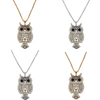 Zinc Alloy Sweater Chain Necklace with iron chain & Acrylic Owl plated lantern chain & for woman & with rhinestone lead & cadmium free 85mm Sold Per Approx 26.5 Inch Strand