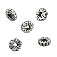 Abalorios de Aleación de Zinc en Forma Flor, chapado en color de plata antigua, libre de níquel, plomo & cadmio, 7x2mm, agujero:aproximado 2mm, 500PCs/Grupo, Vendido por Grupo