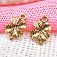 Zinc Alloy Clover Pendant Four Leaf Clover antique gold color plated lead & cadmium free Approx 1-1.5mm Sold By Bag