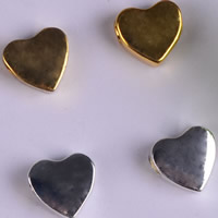 Zinklegierung Herz Perlen, plattiert, keine, frei von Blei & Kadmium, 10x10mm, Bohrung:ca. 2mm, 30PCs/Tasche, verkauft von Tasche