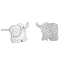 Brass Stud Earring Elephant silver color plated for woman nickel lead & cadmium free Sold By Pair