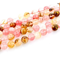 Perles en verre pastèque, Rond, naturel, normes différentes pour le choix, Trou:Environ 1mm, Vendu par Environ 15 pouce brin