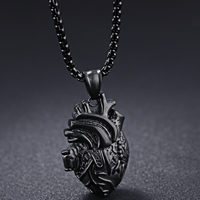 Men Necklace Stainless Steel Heart plated & box chain & for man & blacken Sold By Strand
