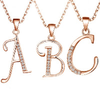 Cubic Zirconia Micro Pave 925 Sterling Silver Pendant Letter real rose gold plated & micro pave cubic zirconia Approx Sold By PC