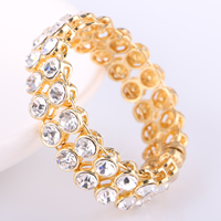 Zinc Alloy Bangle gold color plated with rhinestone lead & cadmium free Inner Approx 63mm Length Approx 7.5 Inch Sold By PC
