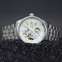 Guccamel® mannen sieraden horloge, Zinc Alloy, met Glas, plated, voor de mens, meer kleuren voor de keuze, nikkel, lood en cadmium vrij, 43x14mm, Lengte Ca 7 inch, Verkocht door PC