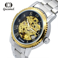 Guccamel® mannen sieraden horloge, Zinc Alloy, met Glas, plated, voor de mens, meer kleuren voor de keuze, nikkel, lood en cadmium vrij, 40.5x14mm, Lengte Ca 7 inch, Verkocht door PC