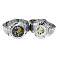 Guccamel® mannen sieraden horloge, Zinc Alloy, met Glas, plated, voor de mens & met strass, meer kleuren voor de keuze, nikkel, lood en cadmium vrij, 48x13mm, Lengte Ca 7 inch, Verkocht door PC