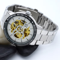 Guccamel® mannen sieraden horloge, Zinc Alloy, met Glas, plated, voor de mens, meer kleuren voor de keuze, nikkel, lood en cadmium vrij, 42.5x15mm, Lengte Ca 7 inch, Verkocht door PC