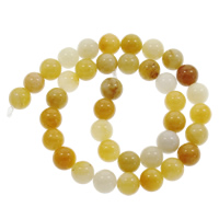 Jade Žuta Perla, Krug, različite veličine za izbor, Rupa:Približno 1mm, Prodano Per Približno 15 inčni Strand