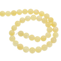 Jade Gul Bead, Rund, olika storlek för val, beige, Hål:Ca 1mm, Såld Per Ca 15 inch Strand