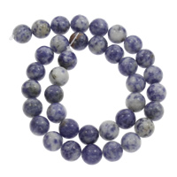 blauer Punkt Perle, rund, verschiedene Größen vorhanden, Bohrung:ca. 1mm, verkauft per ca. 15 ZollInch Strang