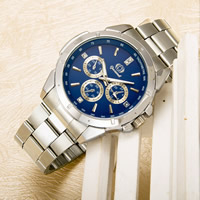 Guccamel® mannen sieraden horloge, Zinc Alloy, met Glas, platinum plated, voor de mens & met strass, meer kleuren voor de keuze, nikkel, lood en cadmium vrij, 43x11mm, Lengte Ca 7.5 inch, Verkocht door PC
