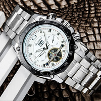 Guccamel® mannen sieraden horloge, Zinc Alloy, met Glas, plated, voor de mens & met strass, meer kleuren voor de keuze, nikkel, lood en cadmium vrij, 47x14mm, Lengte Ca 7 inch, Verkocht door PC