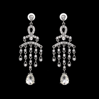 Crystal Earrings Zinc Alloy with plastic earnut & Crystal stainless steel post pin platinum color plated faceted & with rhinestone lead & cadmium free Sold By Pair