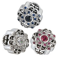 Thailand Sterling Silver European Bead Flower micro pave cubic zirconia & without troll & hollow Approx 4.5mm Sold By PC