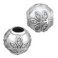 Thailand Sterling Silver European Bead, Drum, micro pave cubic zirconia & without troll, 11.50x10.50x11.50mm, Hole:Approx 4.5mm, Sold By PC