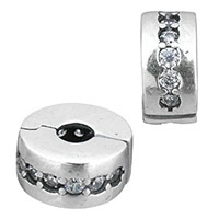 Thailand Sterling Silver European Clasp, Rondelle, micro pave cubic zirconia, 10.50x5x10.50mm, Sold By PC