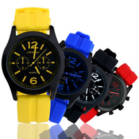 Sinobi®Men Korut Watch, Silikoni, kanssa sinkin seos dial & Lasi, päällystetty, säädettävä & ihmiselle, enemmän värejä valinta, nikkeli, lyijy ja kadmium vapaa, 38mm, 22mm, Pituus N. 7.8 tuuma, Myymät PC