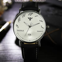 Yazole® Unisex Jewelry Watch Cowhide with Glass & Zinc Alloy plated adjustable & luminated & enamel nickel lead & cadmium free Length Approx 9 Inch Sold By PC
