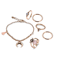 Zinc Alloy Jewelry Sets finger ring & bracelet with Nylon Cord & Resin with 5cm extender chain gold color plated lead & cadmium free 60mm US Ring .5-7.5 Length Approx 7 Inch Sold By Set
