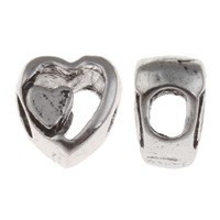 Zinc Alloy European Beads Heart antique silver color plated without troll lead & cadmium free Approx 4mm Sold By Bag
