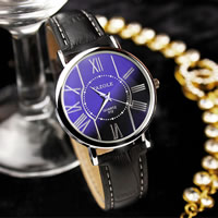 Yazole® Unisex Sieraden Horloge, Koeienhuid, met Glas & Zinc Alloy, plated, uniseks & verstelbaar, meer kleuren voor de keuze, nikkel, lood en cadmium vrij, 32x7mm, Lengte Ca 9 inch, Verkocht door PC